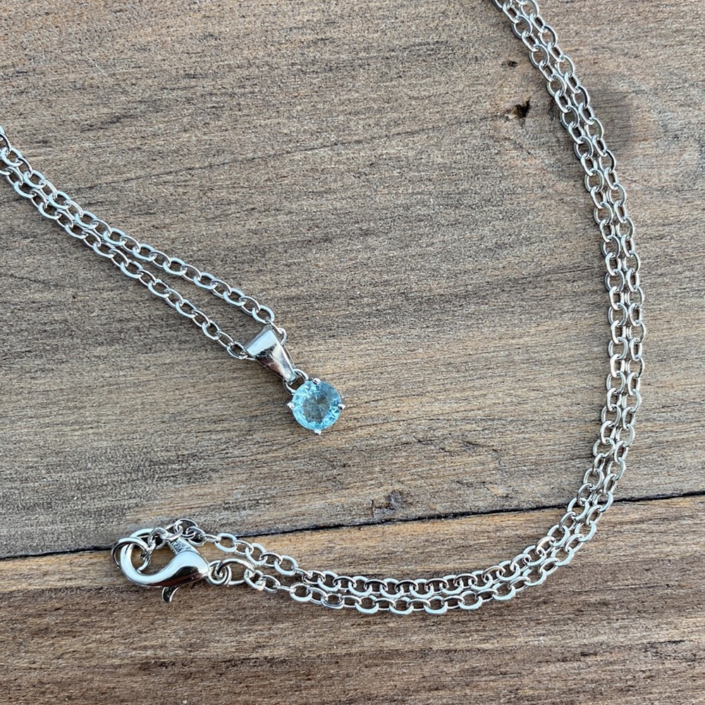 Light Blue stone necklace March birthstone